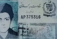 The identification card of Naseeruddin, found after 28 years in a glacier, is a faded black-and-white photo with Urdu text, number "AP 375316," and official stamps, showing signs of aging and damage.