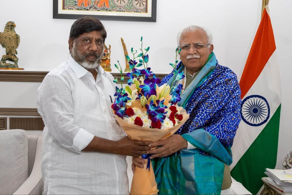 Image of Telangana deputy CM Bhatti Vikramarka with Union Power Minister Manohar Lal Khattar.