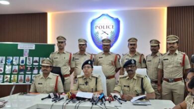 Image of Hyderabad police north zone DCP Rashmi Perumal at a press conference