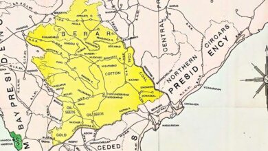 An image showing the map of the erstwhile Hyderabad state before Independence.