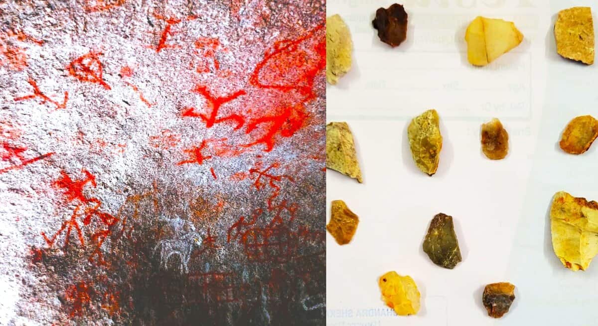 Prehistoric rock art site found in Keesara by members of Kotha Telangana Charithra Brundam.