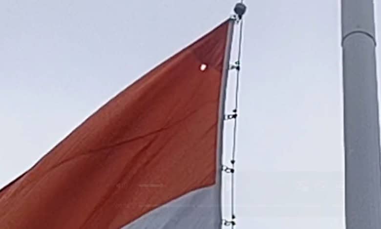 A torn flag hoisted in Telangana's Mahabubabad