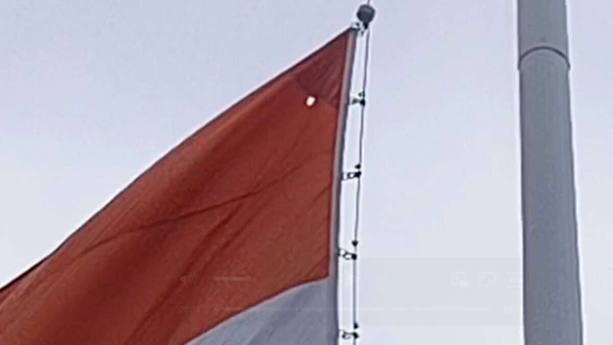 A torn flag hoisted in Telangana's Mahabubabad