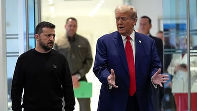 Ukraine's President Volodymyr Zelenskyy with Donald Trump