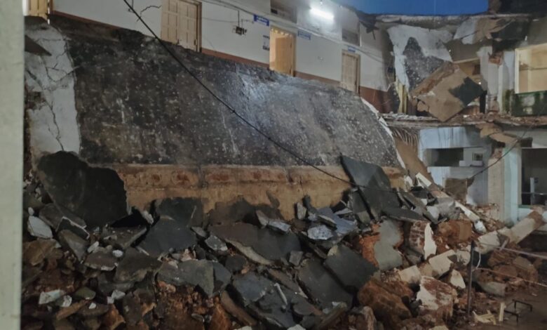Telangana rains: Collectorate building partially collapses in Adilabad