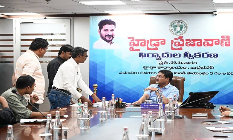 HYDRAA commissioner AV Ranganath interacts with complainants