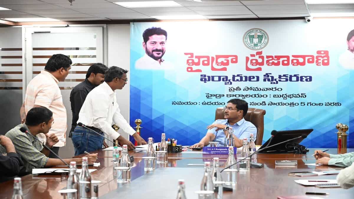HYDRAA commissioner AV Ranganath interacts with complainants