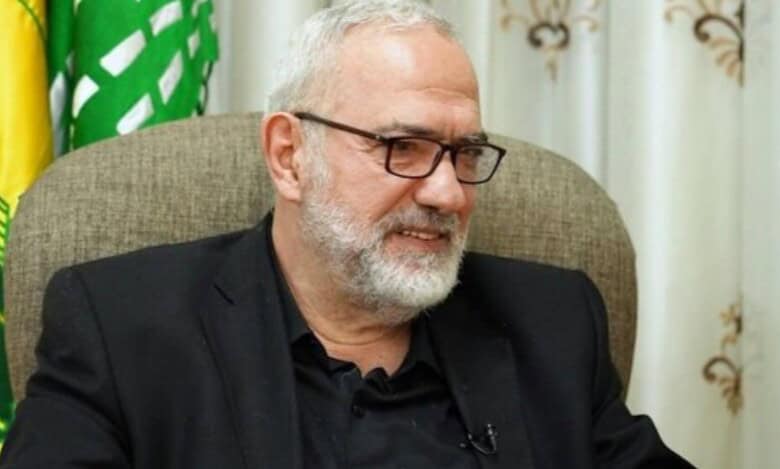 The image of Hezbollah’s deputy head of the political council, Mahmoud Qomati.
