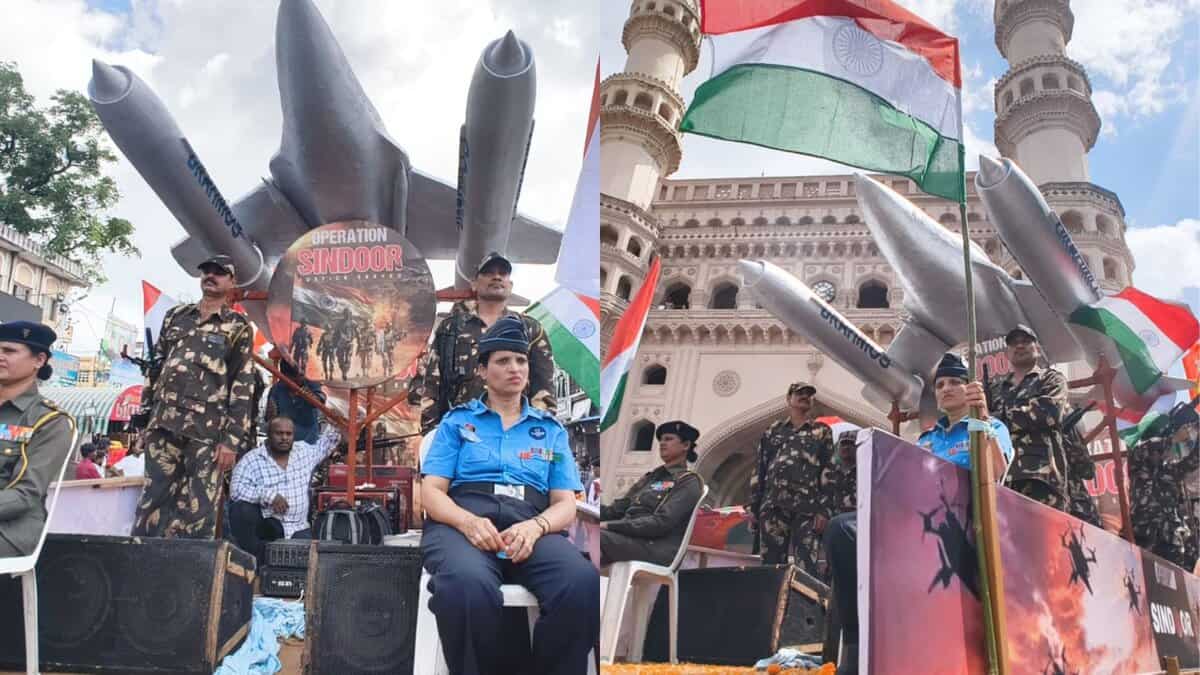Hyderabad: Operation Sindoor themed Ganesh idol trucks seen at Charminar
