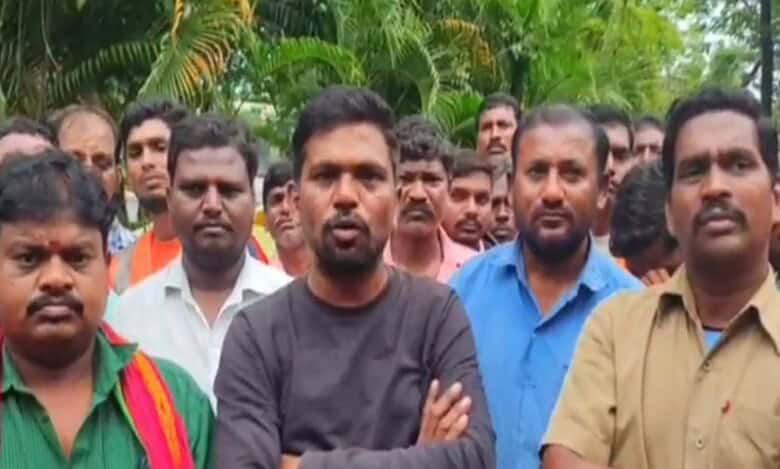 Sanitation workers protest in Nirmal district over unpaid salaries