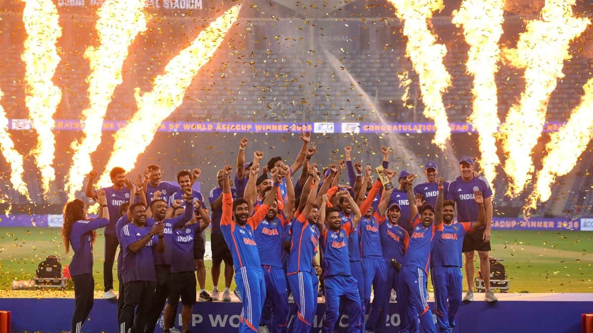 Team India celebrates after winning the Asia Cup cricket final against Pakistan at Dubai International Cricket Stadium, United Arab Emirates, Sunday, Sept. 28, 2025. (AP/PTI)