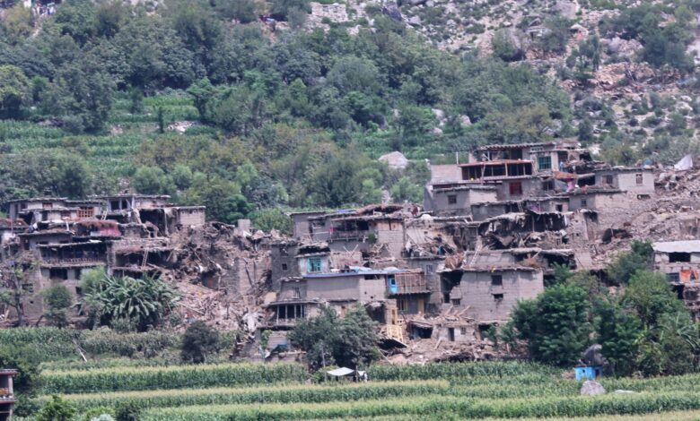 A village damaged by an earthquake that killed many people and destroyed villages in eastern Afghanistan is seen in Kunar province on Monday (AP/PTI)