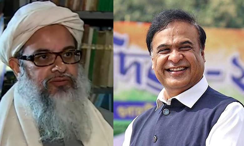 Jamiat Ulama-I-Hind President Mahmood A Madani (left) and Assam CM Himanta Biswa (right)