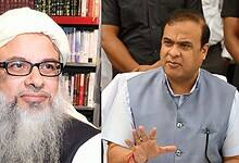 Jamiat Ulema-e-Hind president Mehmood Asad Madani (left) and Assam chief minister Himanta Biswa Sarma (right)