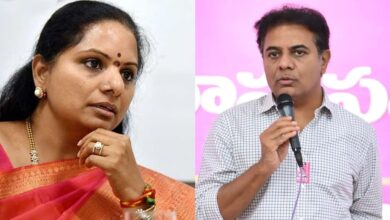 Suspended BRS leader K Kavitha (left) and party working president KT Rama Rao