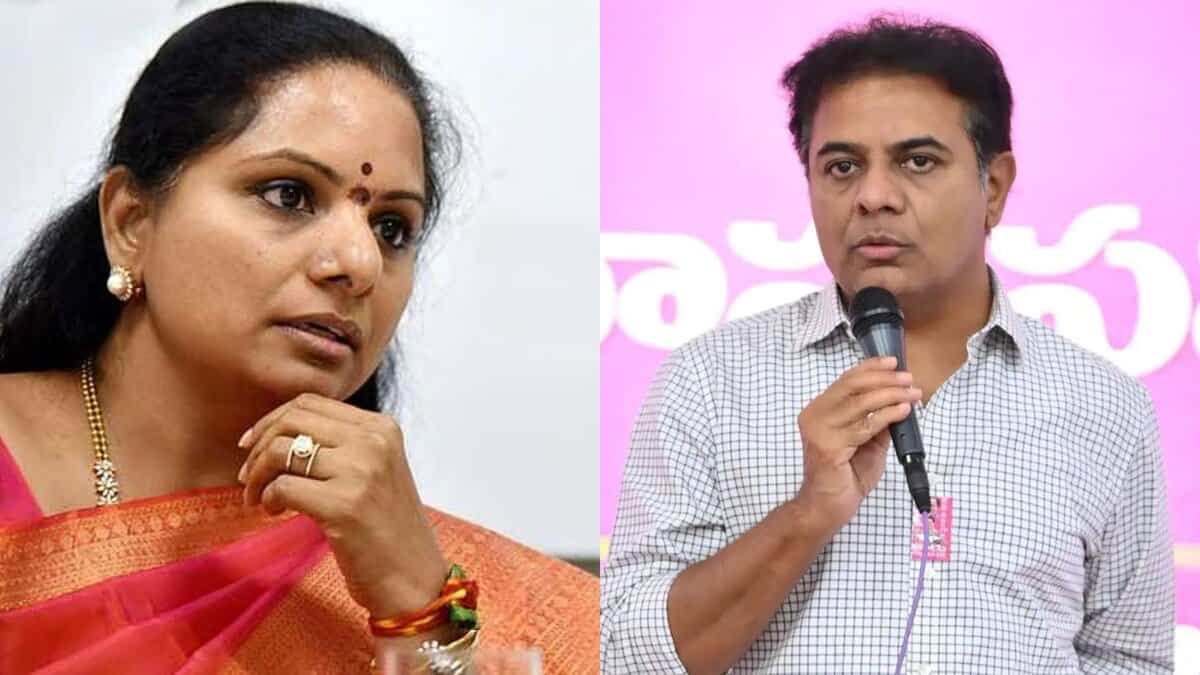 Suspended BRS leader K Kavitha (left) and party working president KT Rama Rao