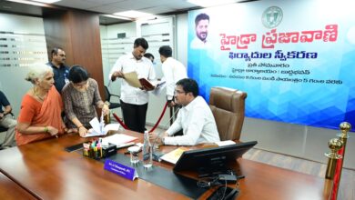 Commissioner AV Ranganath at the HYDRAA Prajavani on Monday