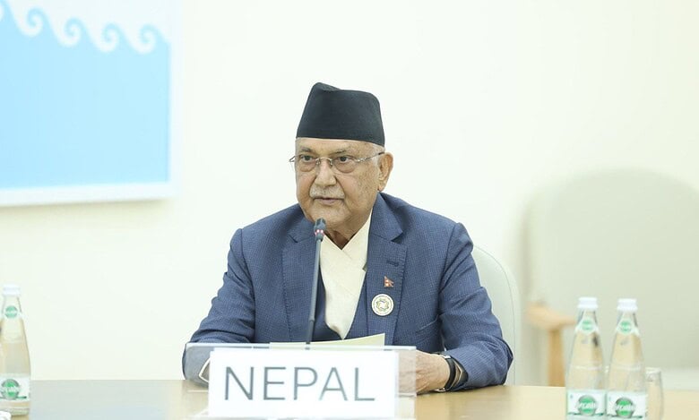 Nepal PM KP Sharma Oli at a meeting