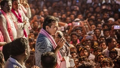 BRS working president KTR at the party public meeting in Gadwal on Sunday