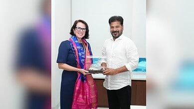 Telangana CM Revanth Reddy with US Consul General in Hyderabad Laura Williams