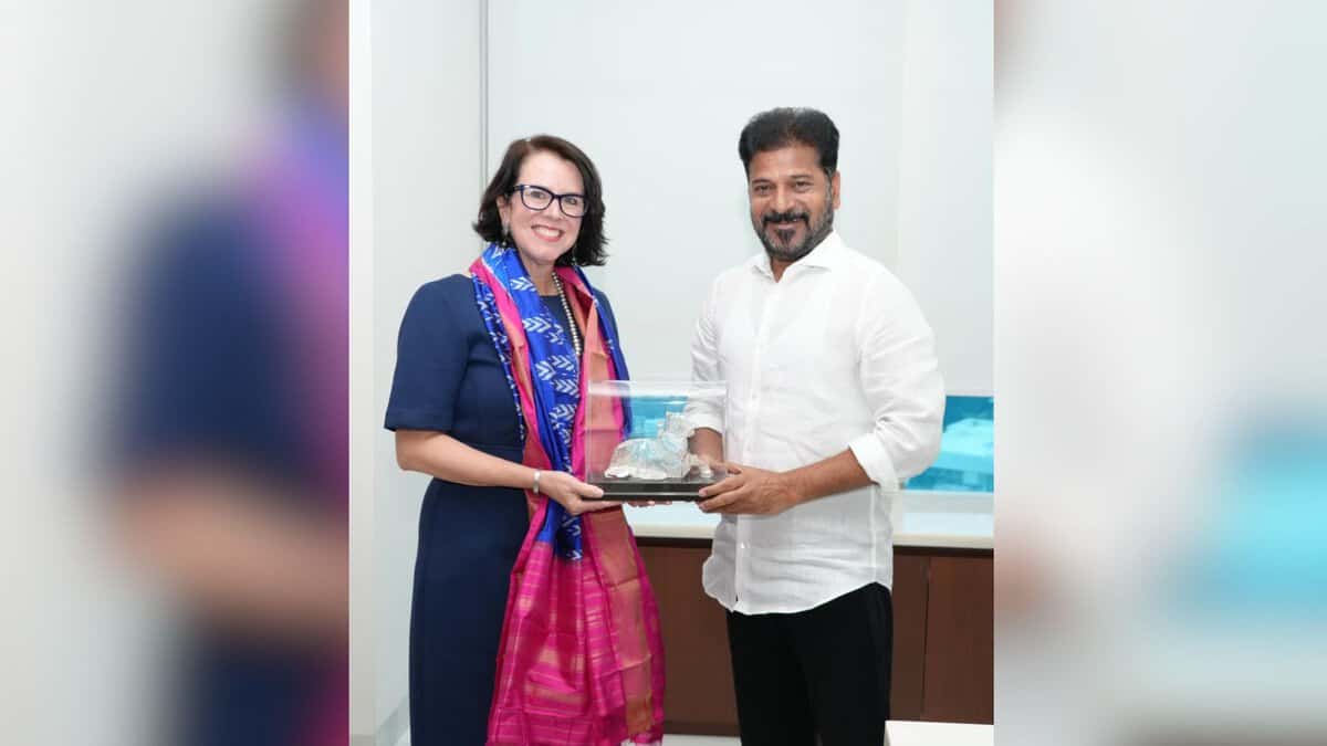 Telangana CM Revanth Reddy with US Consul General in Hyderabad Laura Williams