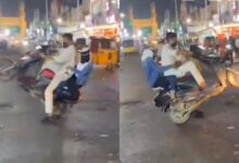 bike stunts in Hyderabad's Old city