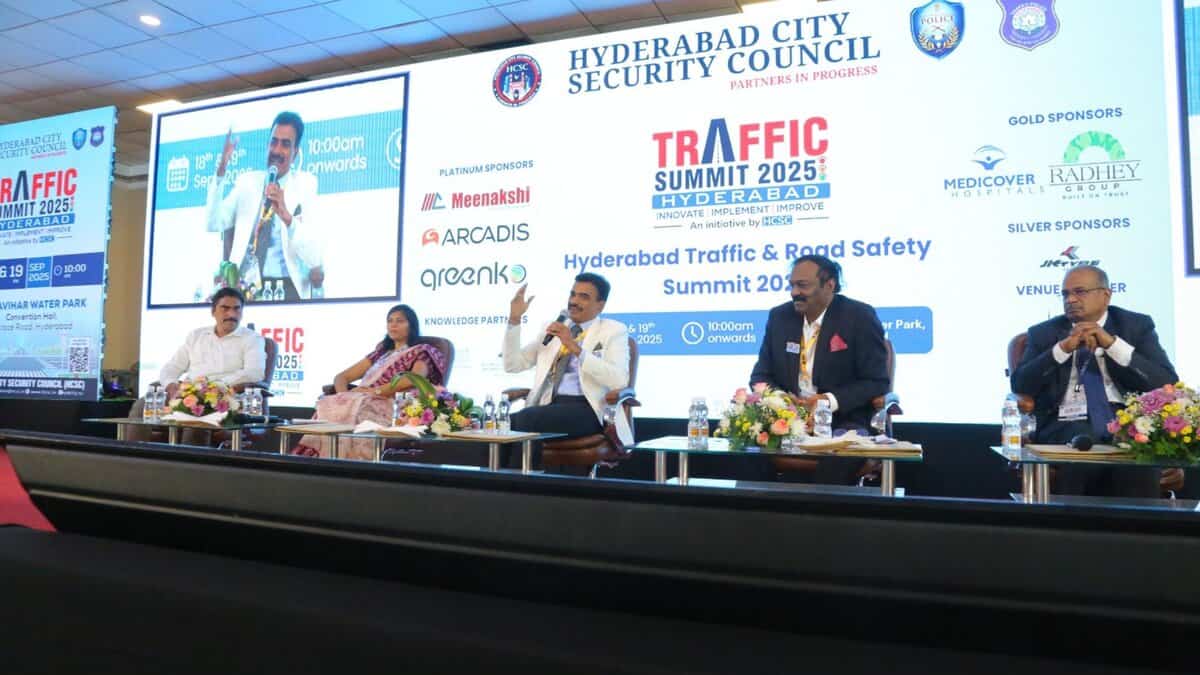 Hyderabad police commissioner addresses gathering at the Traffic summit