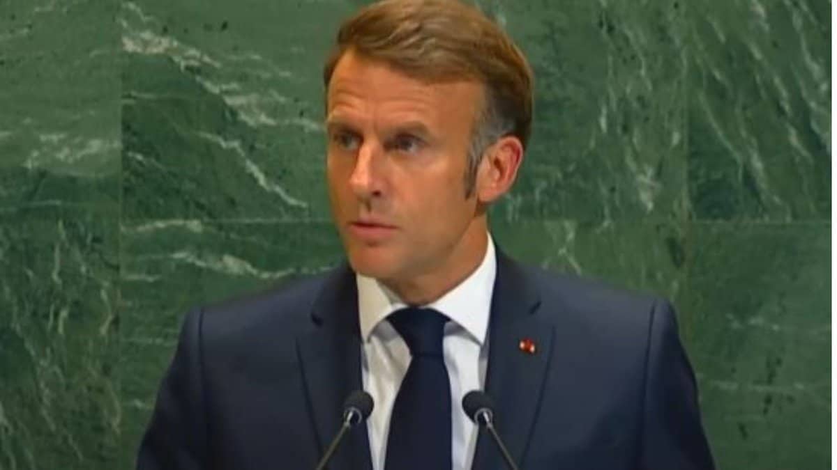 French President Emmanuel Macron addresses the UN