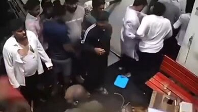 CCTV image of a brawl between bouncers and customers at a Hyderabad pub