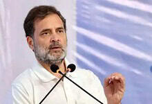 Rahul Gandhi adresses a gathering