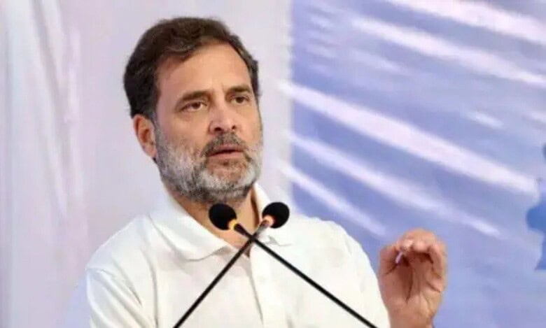 Rahul Gandhi adresses a gathering