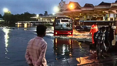 MGBS flooded amid rains in Hyderabad