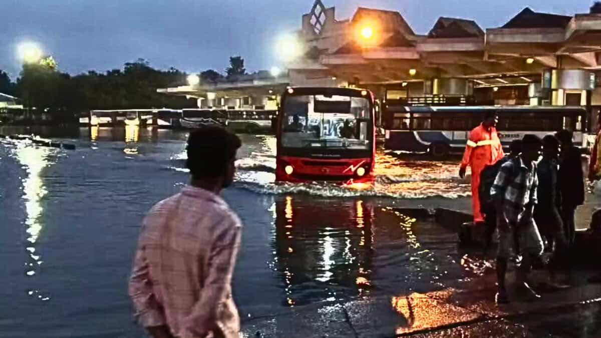 MGBS flooded amid rains in Hyderabad
