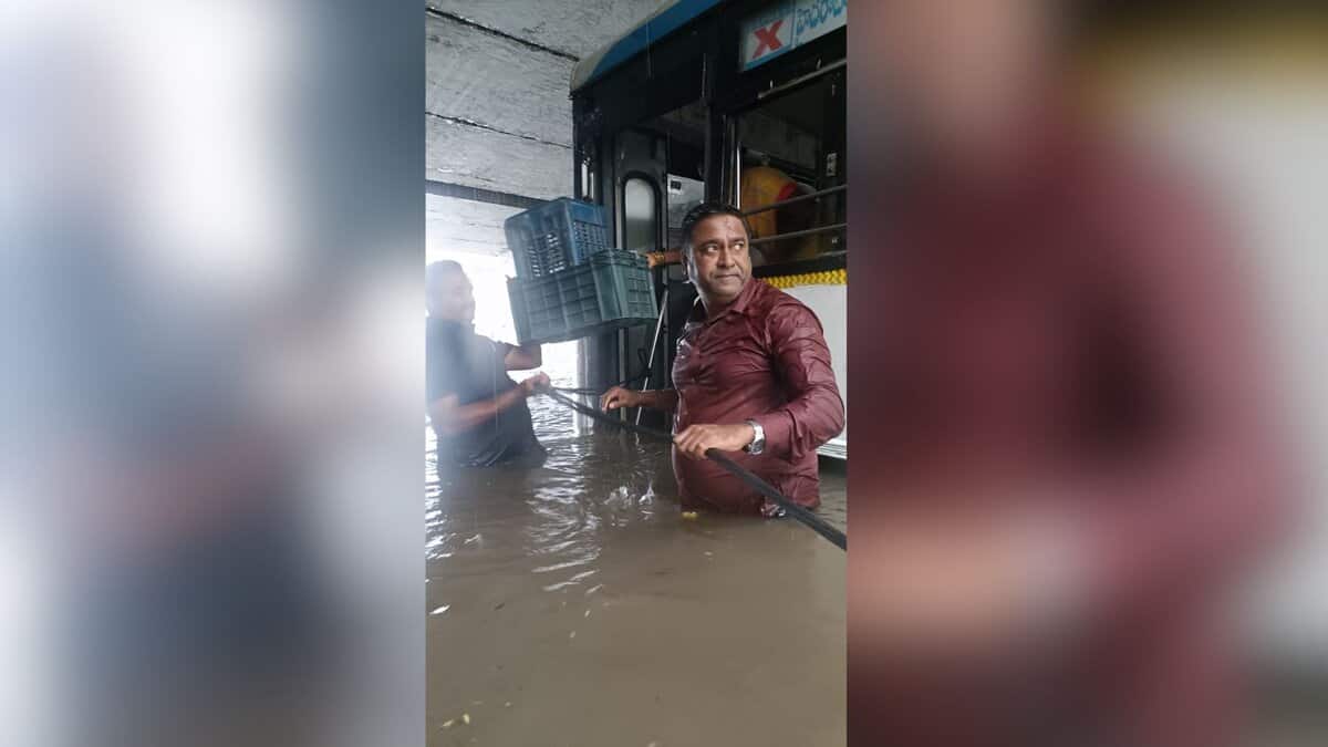Police rescue passengers stuck in floodwater in Warangal