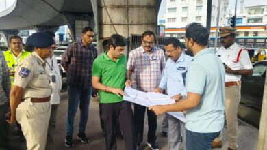 Khairtabad Zonal commissioner inspects the Rethibowli-Nanal Nagar Junction flyover route
