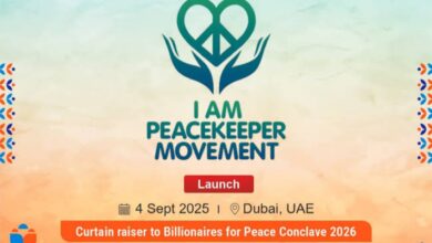I AM Peacekeeper Movement to launch on 4 September 2025 in Dubai, UAE, serving as the curtain raiser for the Billionaires for Peace Conclave 2026.