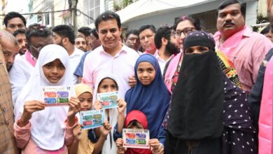 KTR distributes 'Congress debt cards' in Shaikpet ahead of Jubilee Hills bypolls