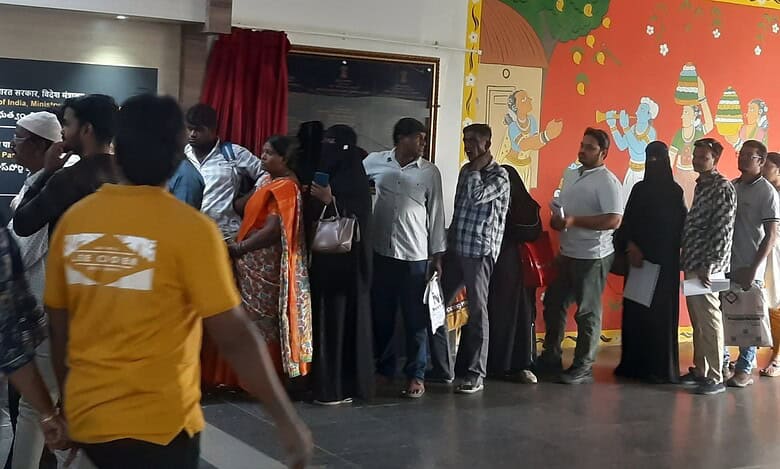 Applicants at passport office in Old City of Hyderabad.