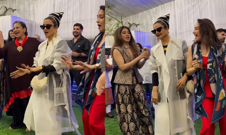 Rekha, Urmila, Madhuri and Vidya Balan at Shabana Azmi's birthday party
