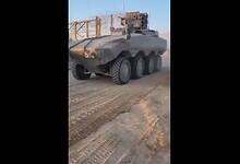 An Israeli military tank leaves Gaza
