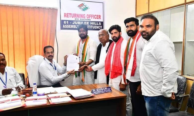 Congress candidate Naveen Yadav files nomination for Jubilee Hills bypoll