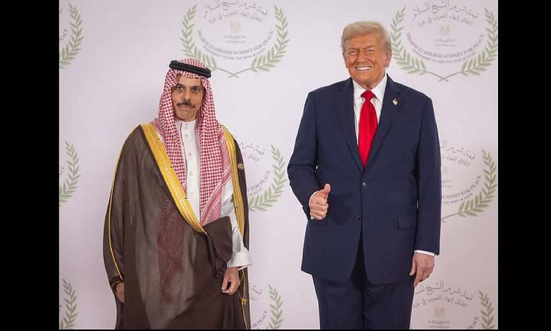 Saudi Arabia's foreign minister prince Faisal Bin Farhan with Donald Trump