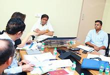 Telangana health minister Damodar Raja Narasimha conducts a review meeting