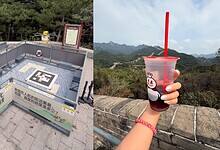 Food delivered via drone on the great wall of China