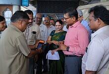 TGSRTC MD Y Nagi Reddy interacts with staff