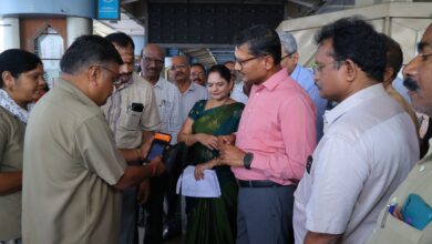TGSRTC MD Y Nagi Reddy interacts with staff