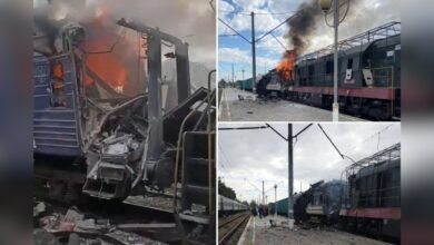 Russian drones struck a Ukrainian railway station on Saturday