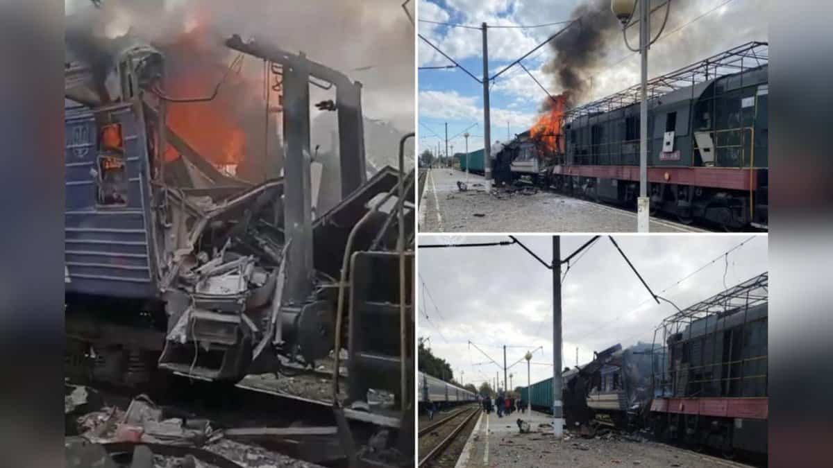 Russian drones struck a Ukrainian railway station on Saturday