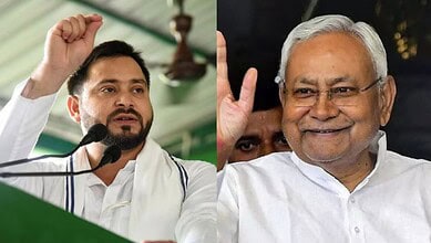 RJD leader Tejashwi Yadav (left) and Bihar CM Nitish Kumar