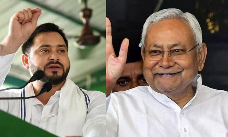 RJD leader Tejashwi Yadav (left) and Bihar CM Nitish Kumar